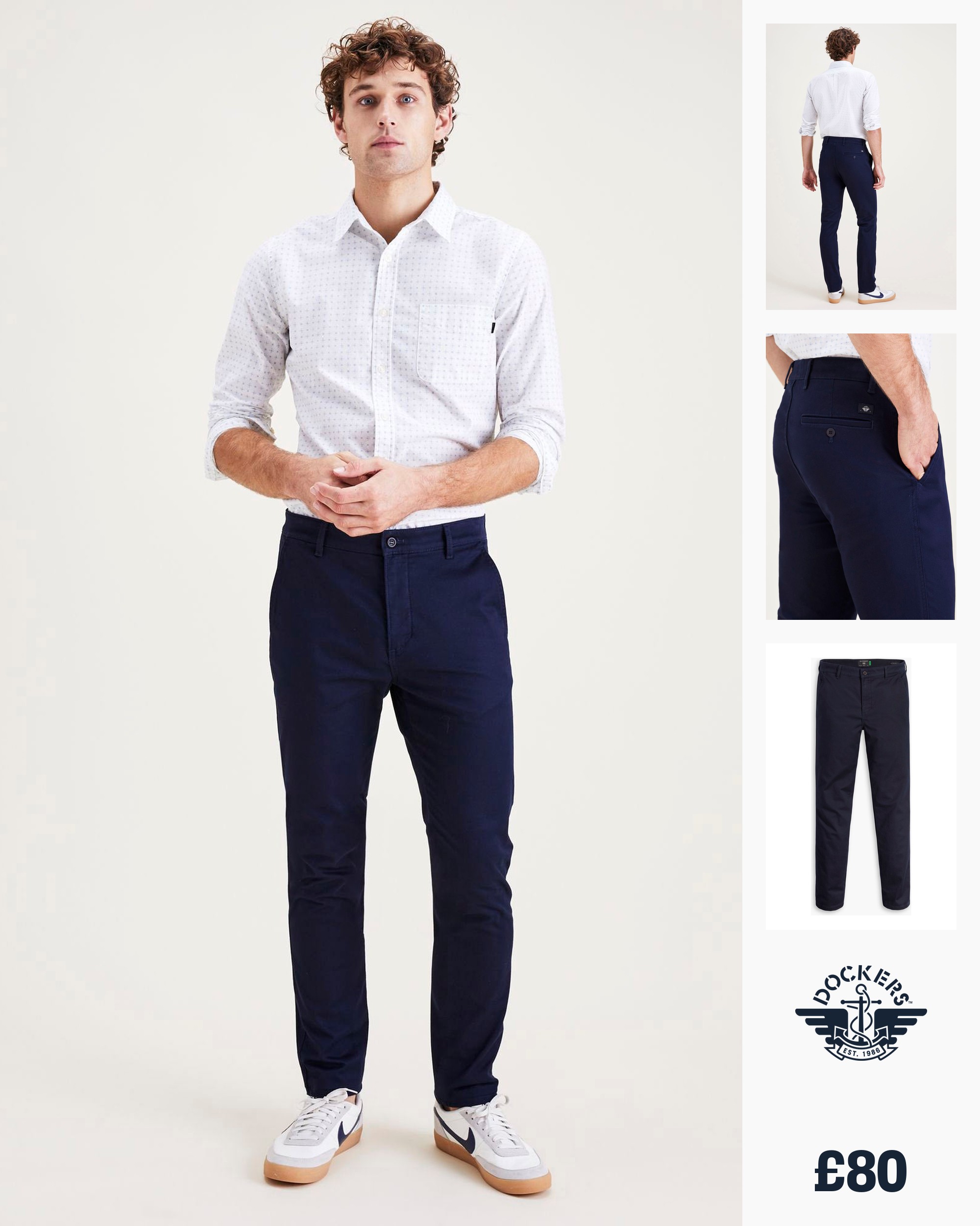 Dockers , Chinos, Male, Blue, W38 L32, Navy Skinny Trousers Modern Style - Image 2